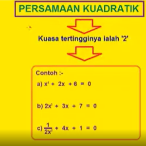 Tingkatan 4 - Bab 1 : Fungsi dan Persamaan Kuadratik dalam Satu Pemboleh Ubah